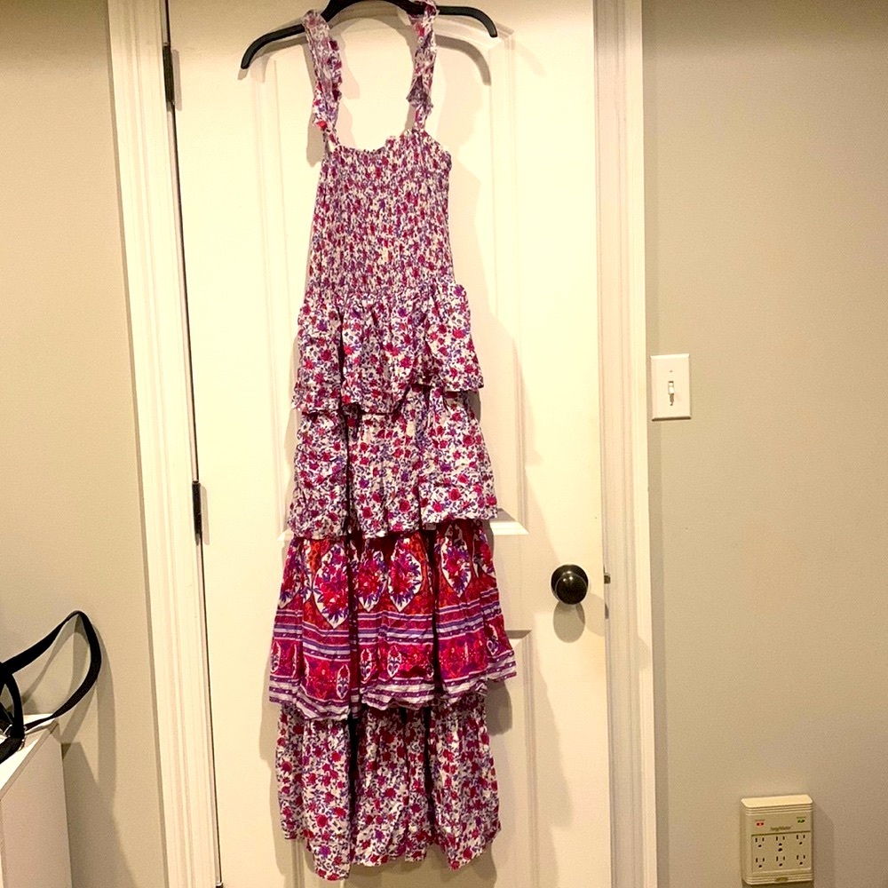 Multi-tiered pink floral dress from TJ Maxx. Brand Abel the Label
